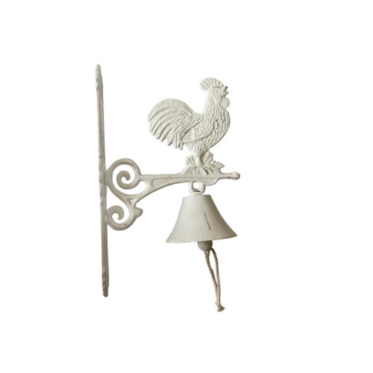 Antique Style Outdoor Rooster Wall Bell - 12.5" - White