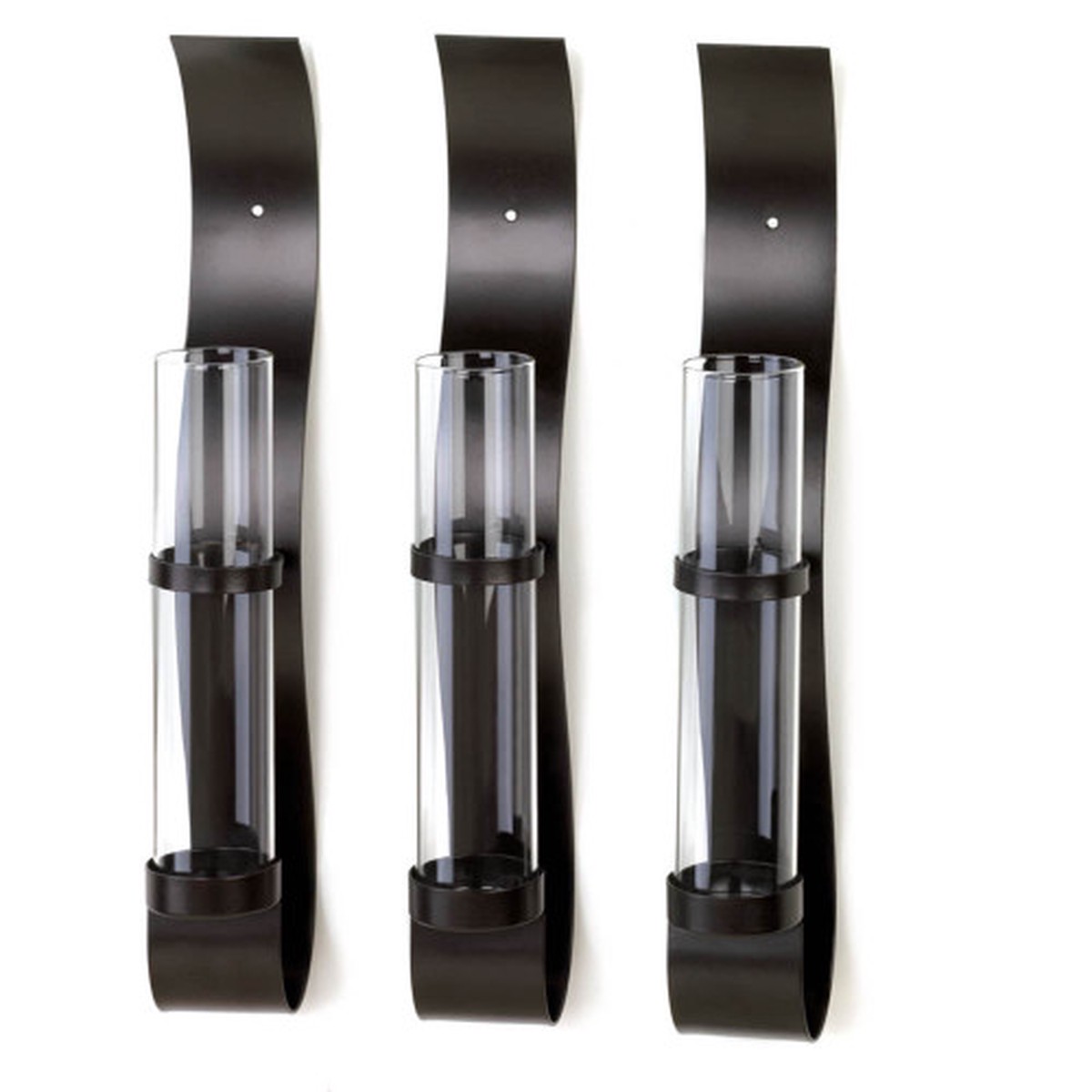 Billow Wall Sconce Vases - 14" - Black - Set of 3