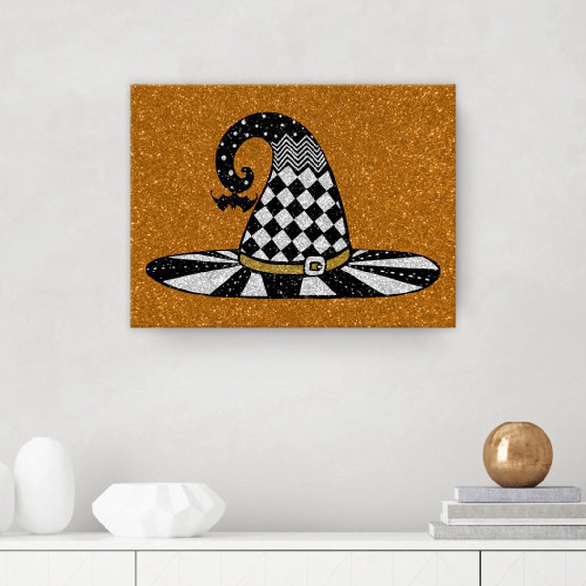 Chic and Bewitched Witch Hat Halloween Canvas Wall Art - 20" x 30"