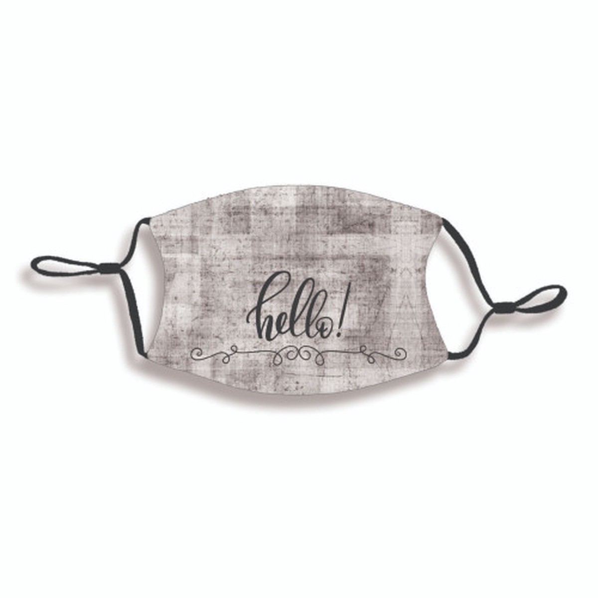 Double Layer Hello Adult Face Mask - 7" - Gray and Black