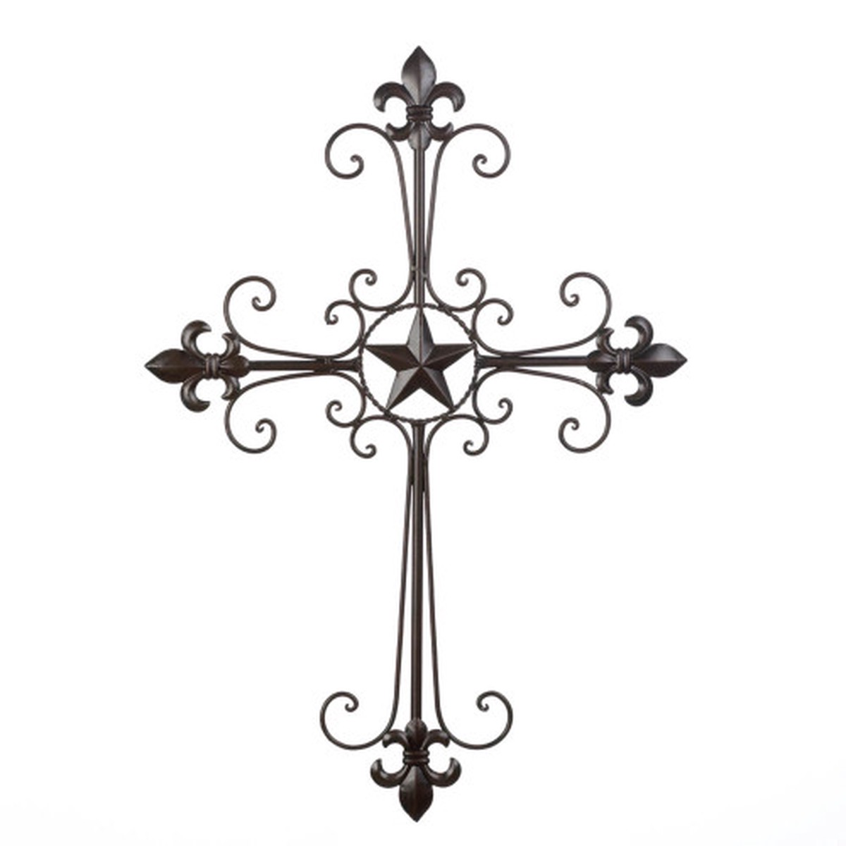 Lone Star and Scrolls Iron Wall Cross - 24.5"