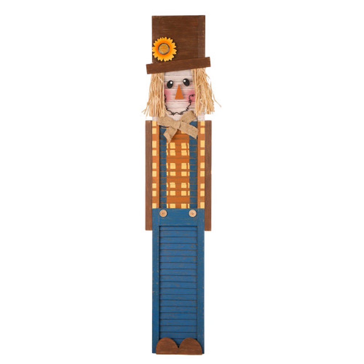 Painted Scarecrow Thanksgiving Porch Sign Decoration - 42" - Blue and Orange