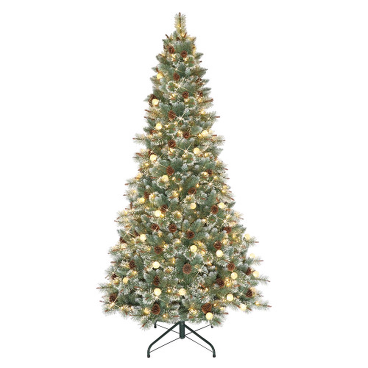 Pre-lit Frosted Medium Pine Artificial Christmas Tree - 7.5 - White LED Lights