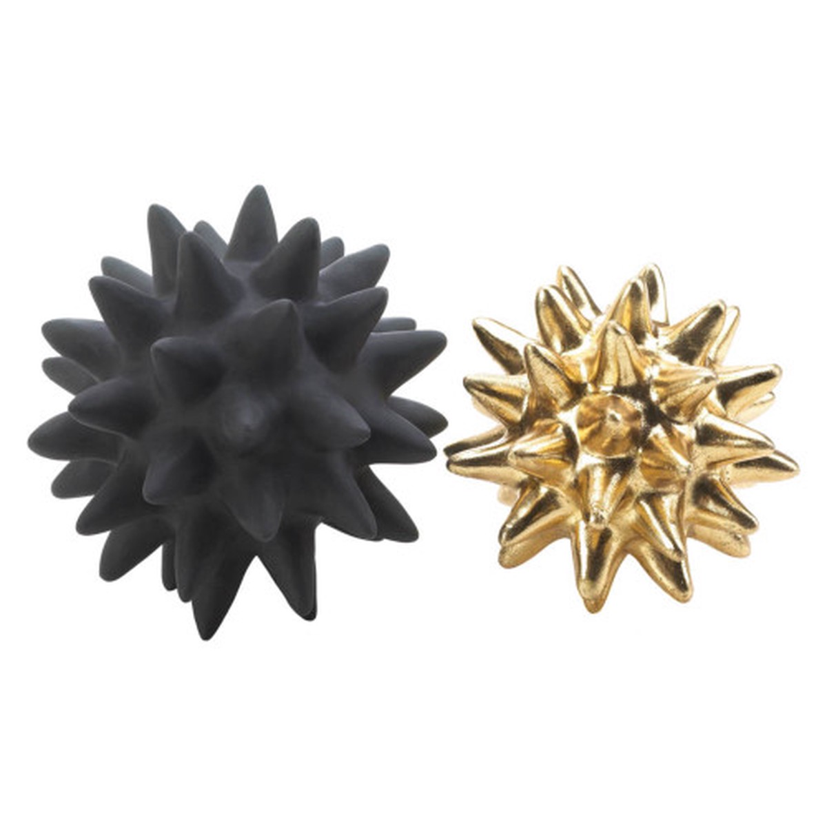 Set of 2 Black and Gold Contemporary Outdoor Spike Sculptures 13.25"