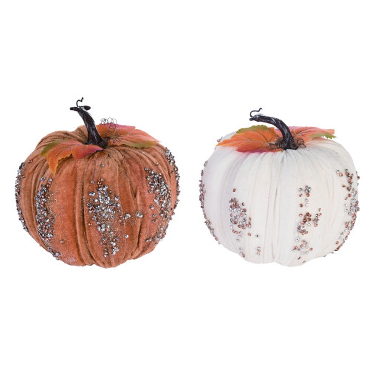 Set of 2 Glittered Pumpkin Thanksgiving Tabletop Decors 8"