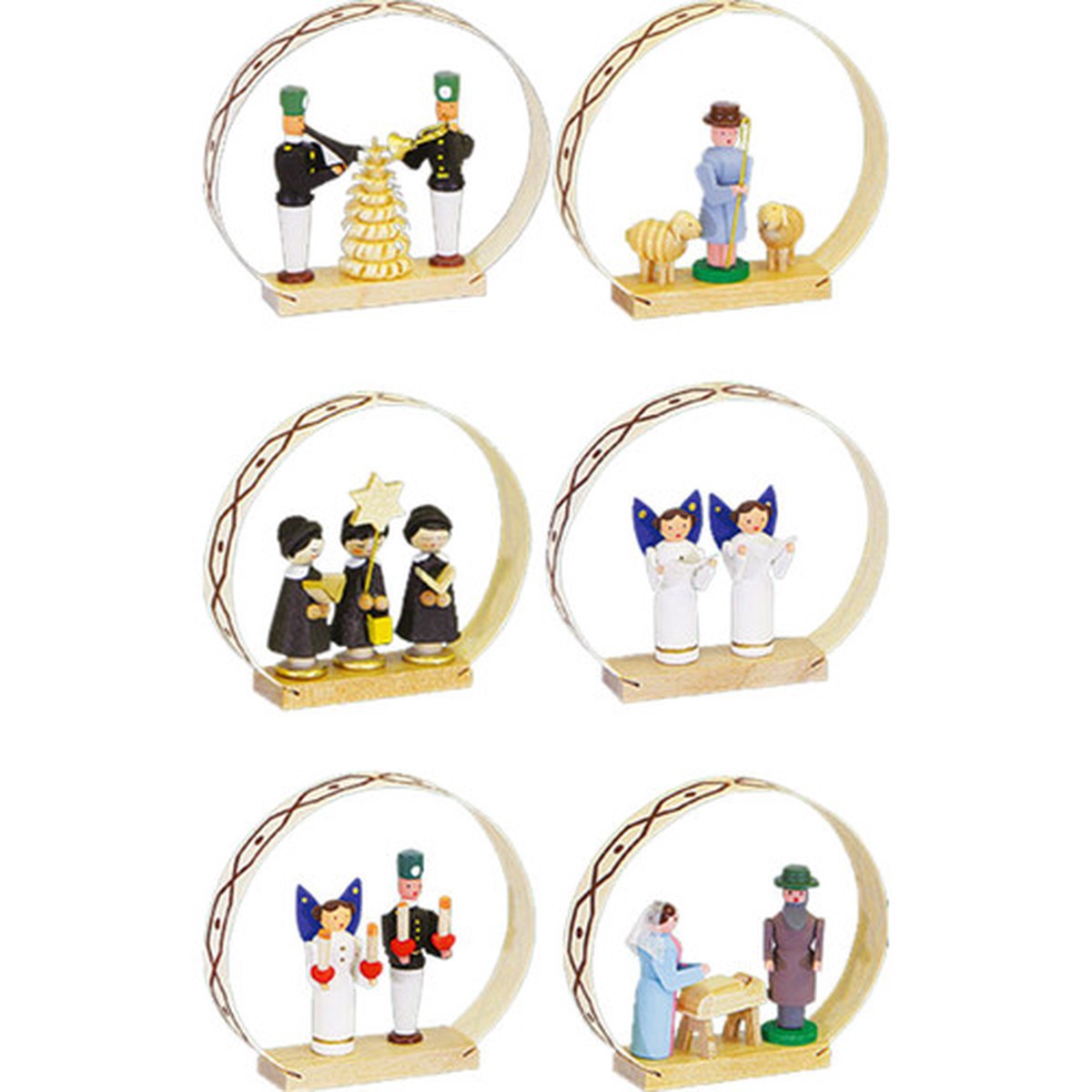 Set of 6 Richard Glaesser Assorted Figures Christmas Ornaments, 3"