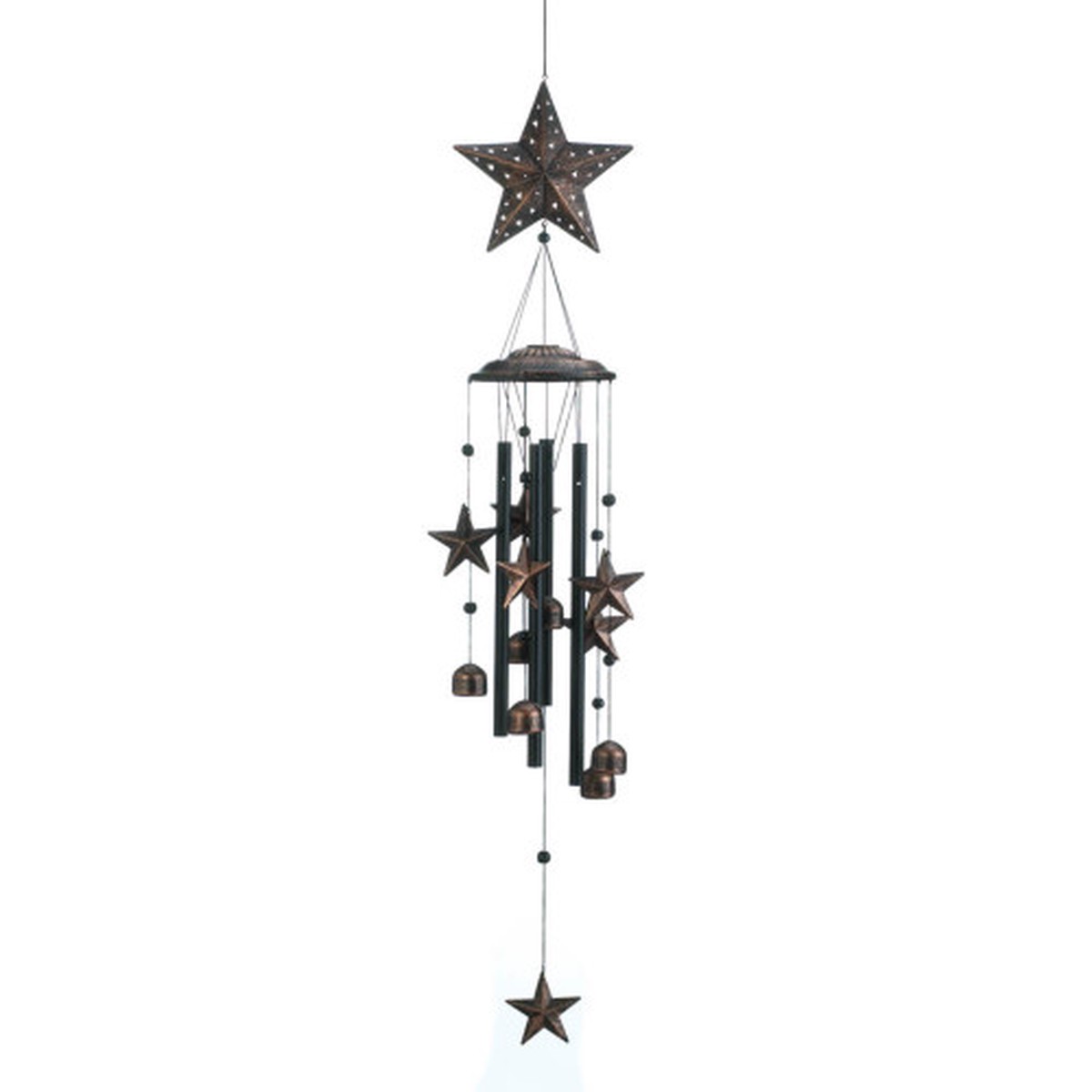 Stars and Bells Outdoor Wind Chime - 34" - Bronze Tone and Black