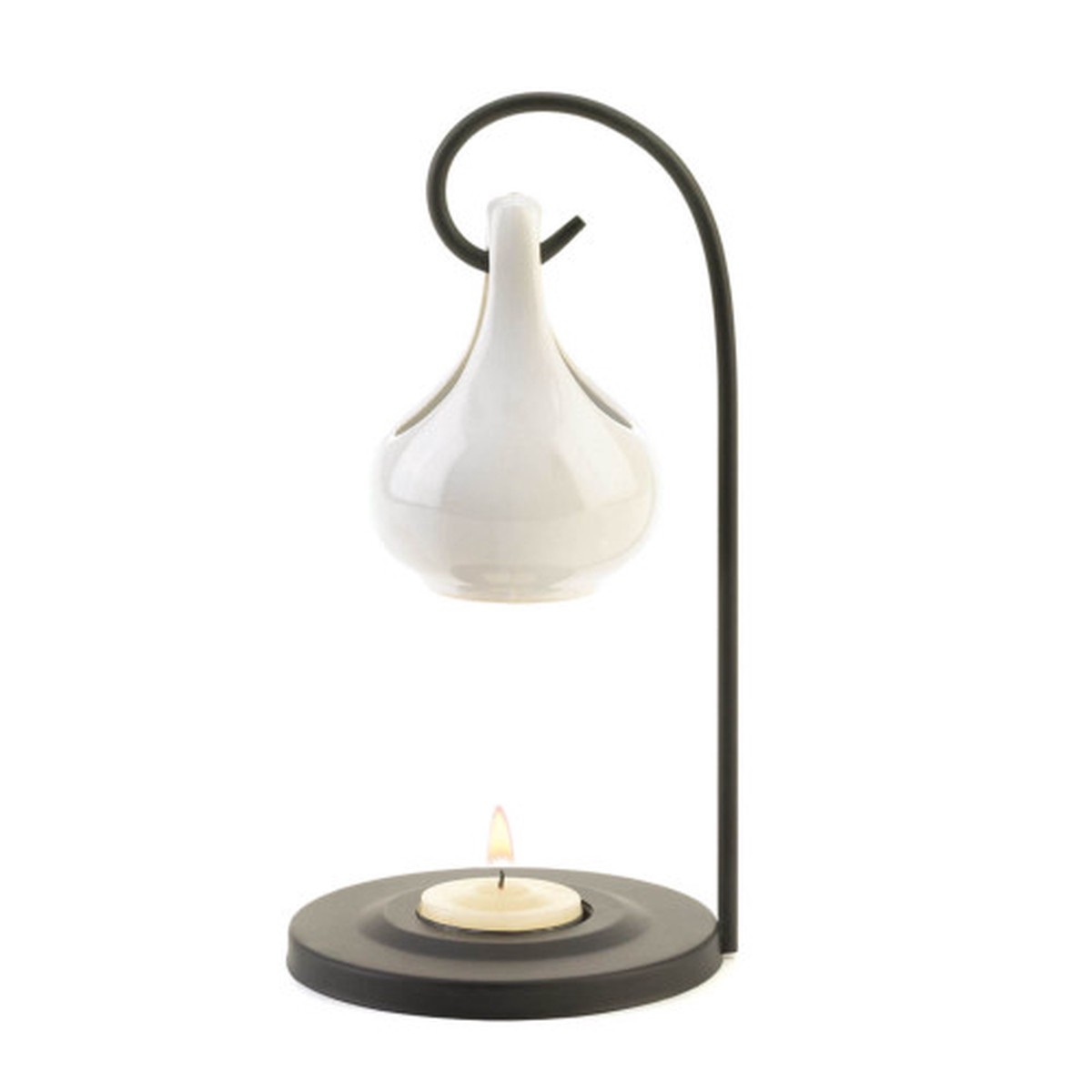 Teardrop Candle Oil Warmer with Stand - 7.5" - Black and White