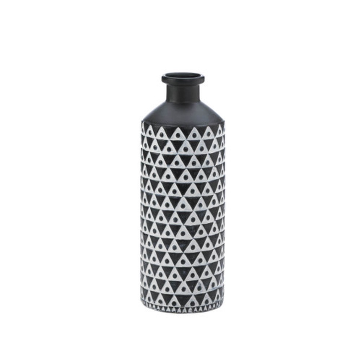 Traditional Geometric Vase - 15" - Black and White
