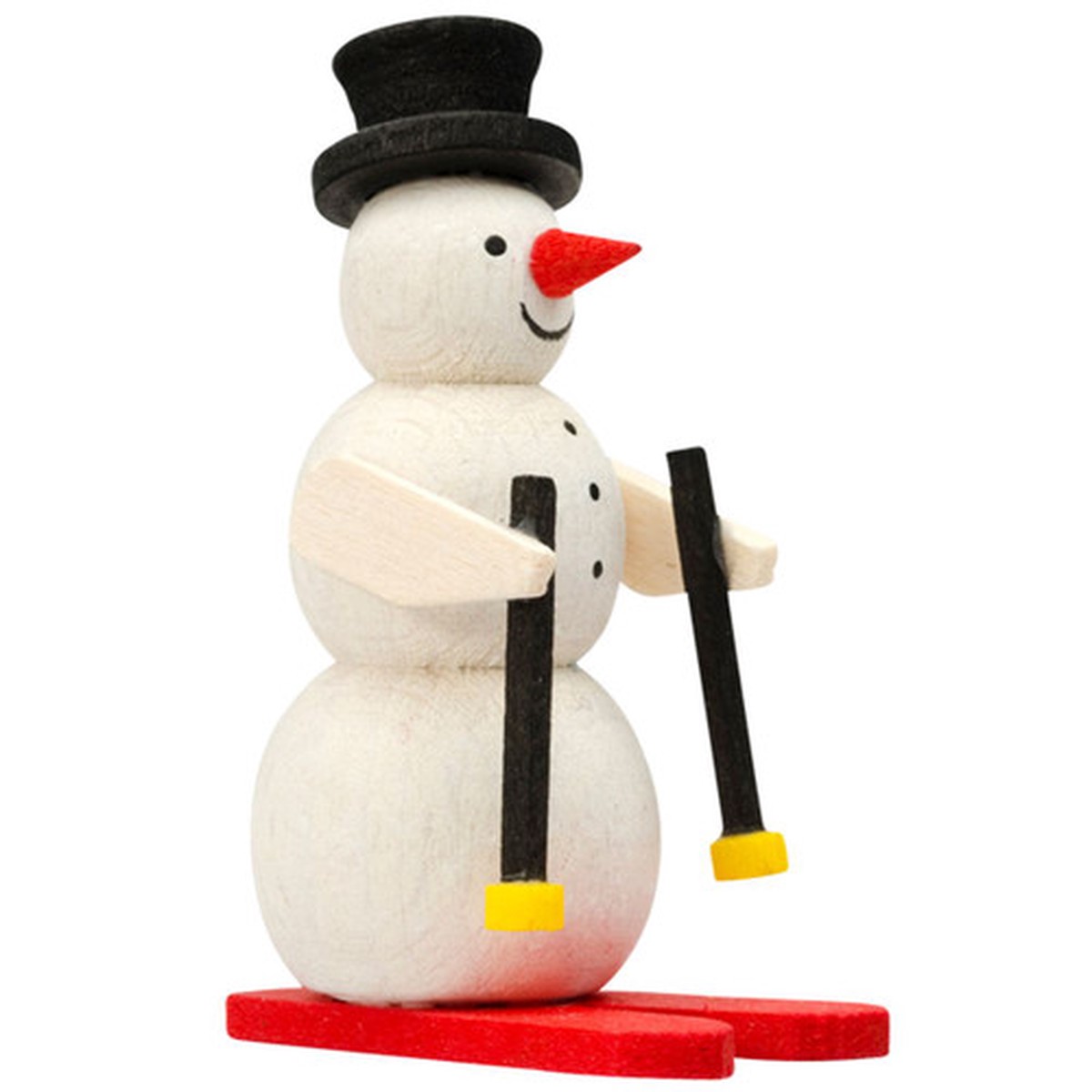 1.75″ White, Red, and Black Handcrafted Snowman Skier Graupner Ornament