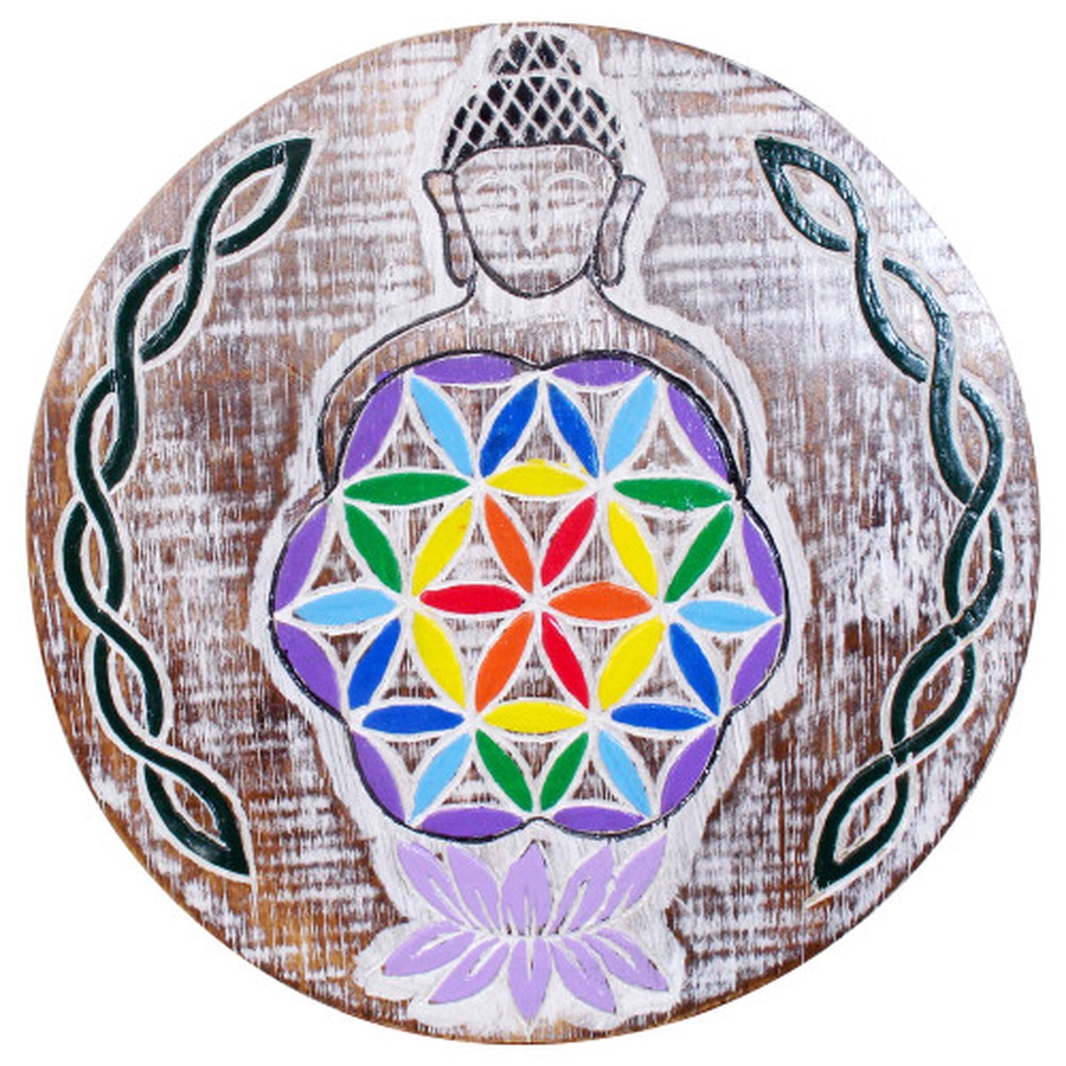 10" Vibrant Buddha Flower of Life Wall Decor