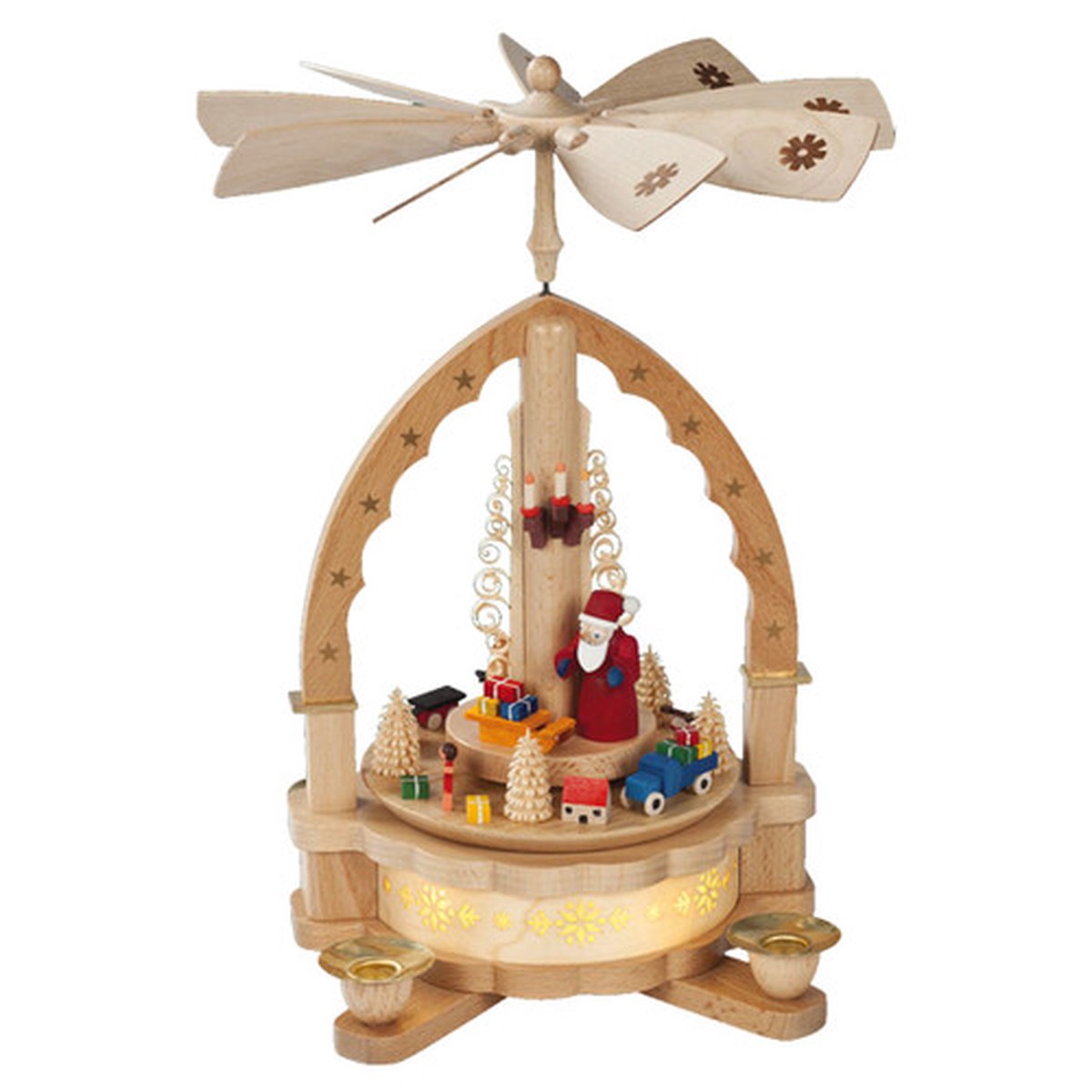 11" Richard Glaesser Santa with Toys Christmas Pyramid Candle Holder