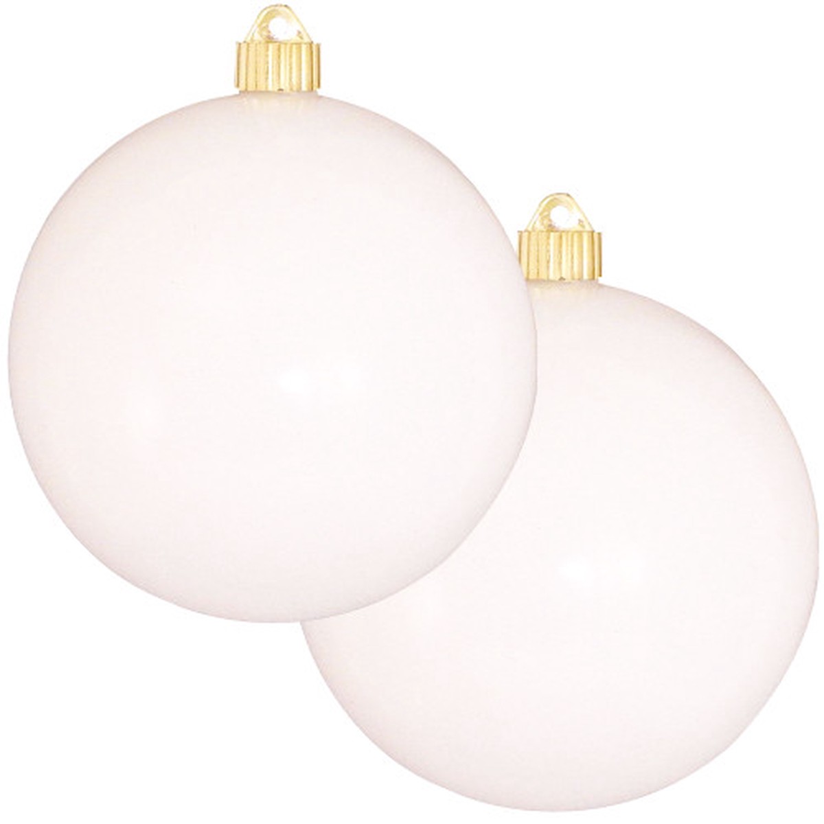2ct White Shatterproof Christmas Ball Ornaments 6″ (150mm)