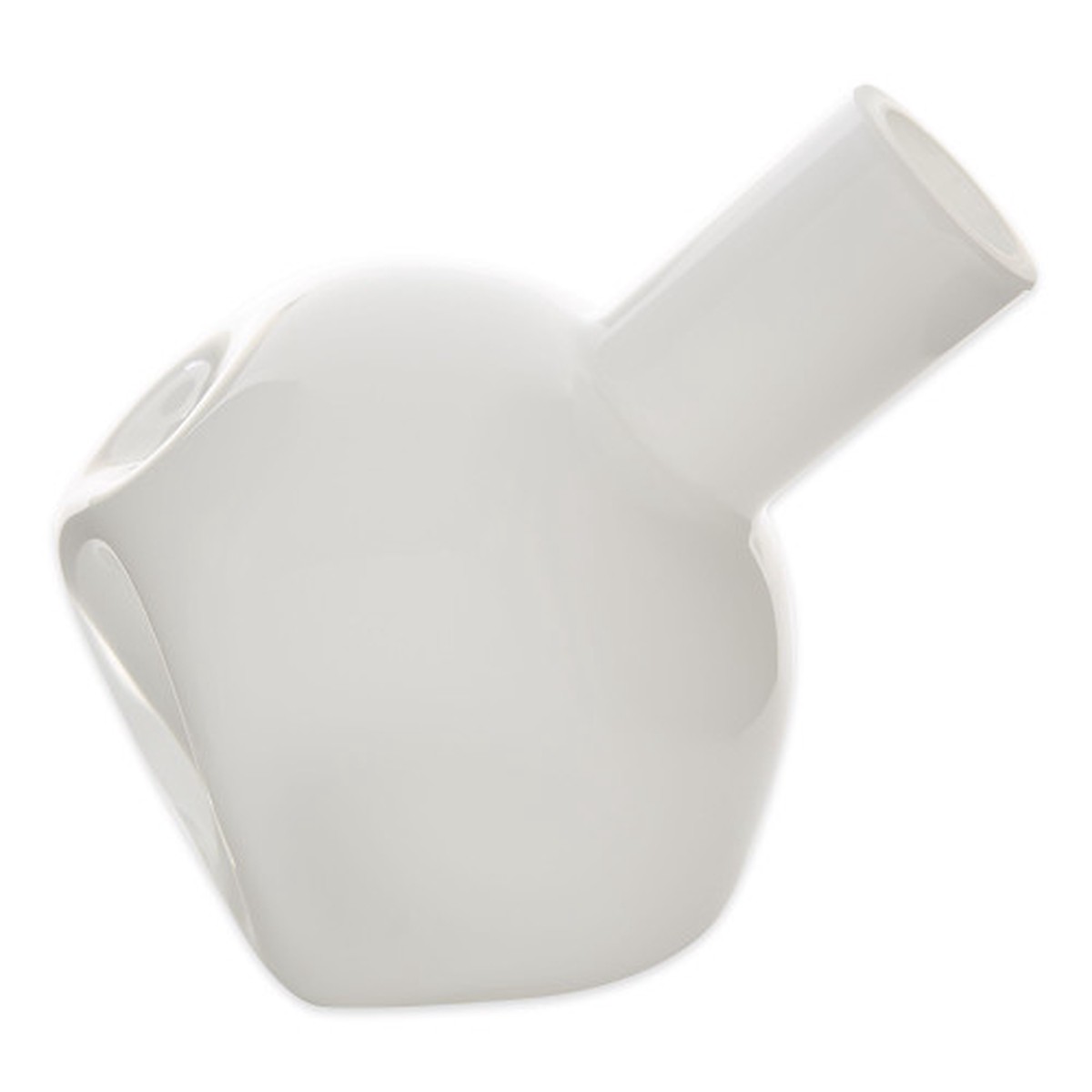 7.50" White Contemporary Solid Glass Abstract Vase