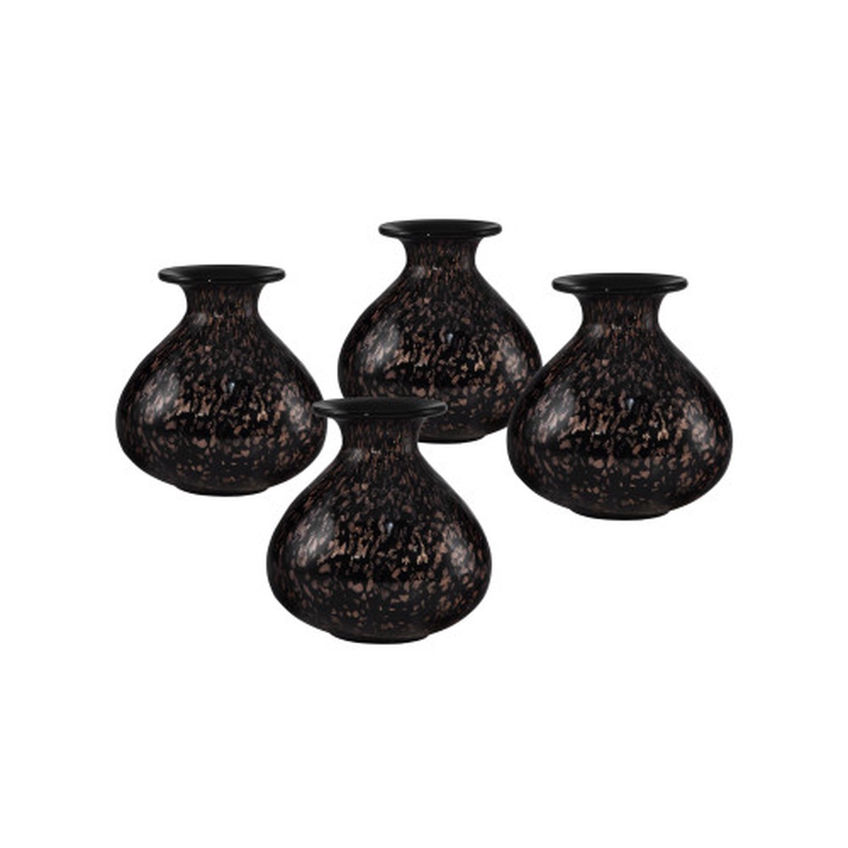 Set of 4 Leopold Hand Blown Squat Urn Vases 5.5"