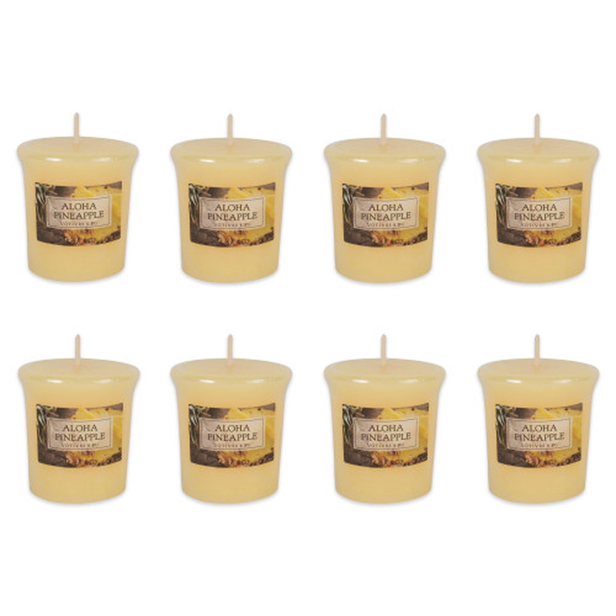 Set of 8 Aloha Pineapple Votives, 1.75"