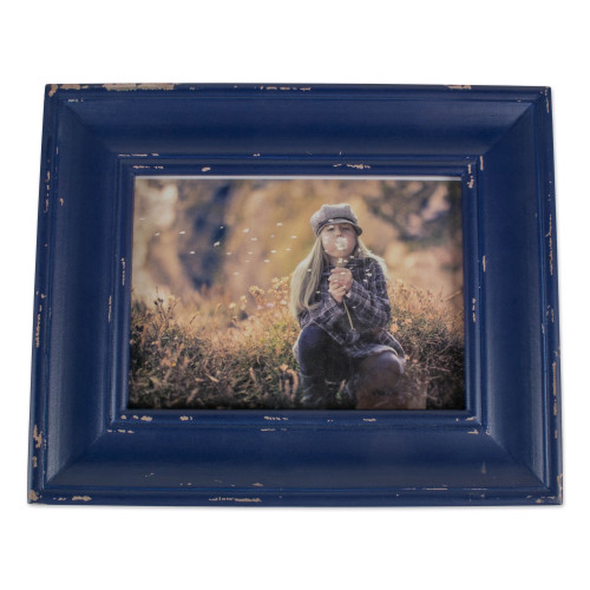 Weathered Finish Farmhouse Picture Frame – for a 5″ x 7″ photo – Navy