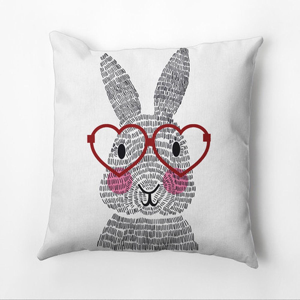 What's Up Bunny Geometric Square Throw Pillow - 26" - White and Red
