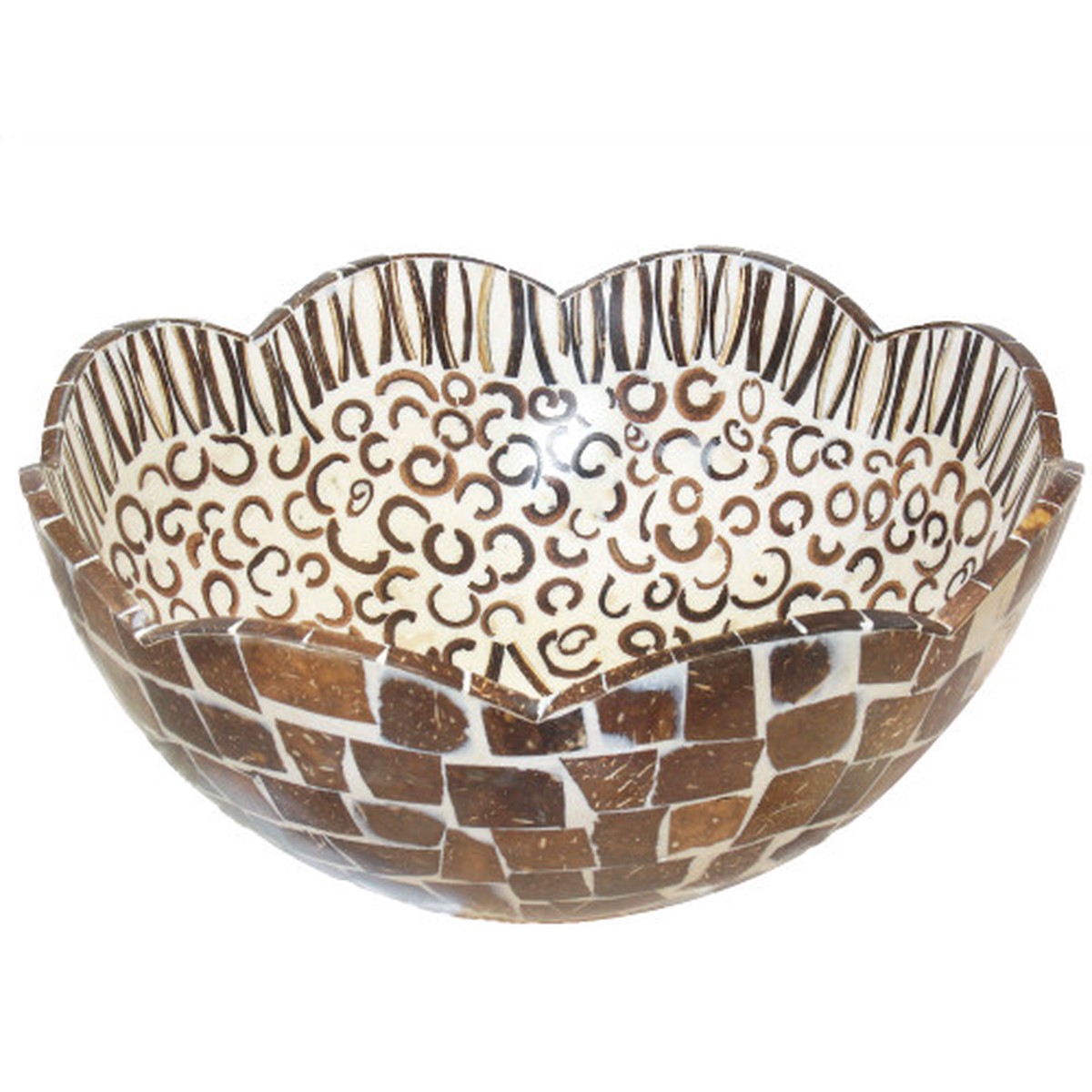 12″ Brown and White Cinnamon Flower Shaped and Scented Handmade Bowl