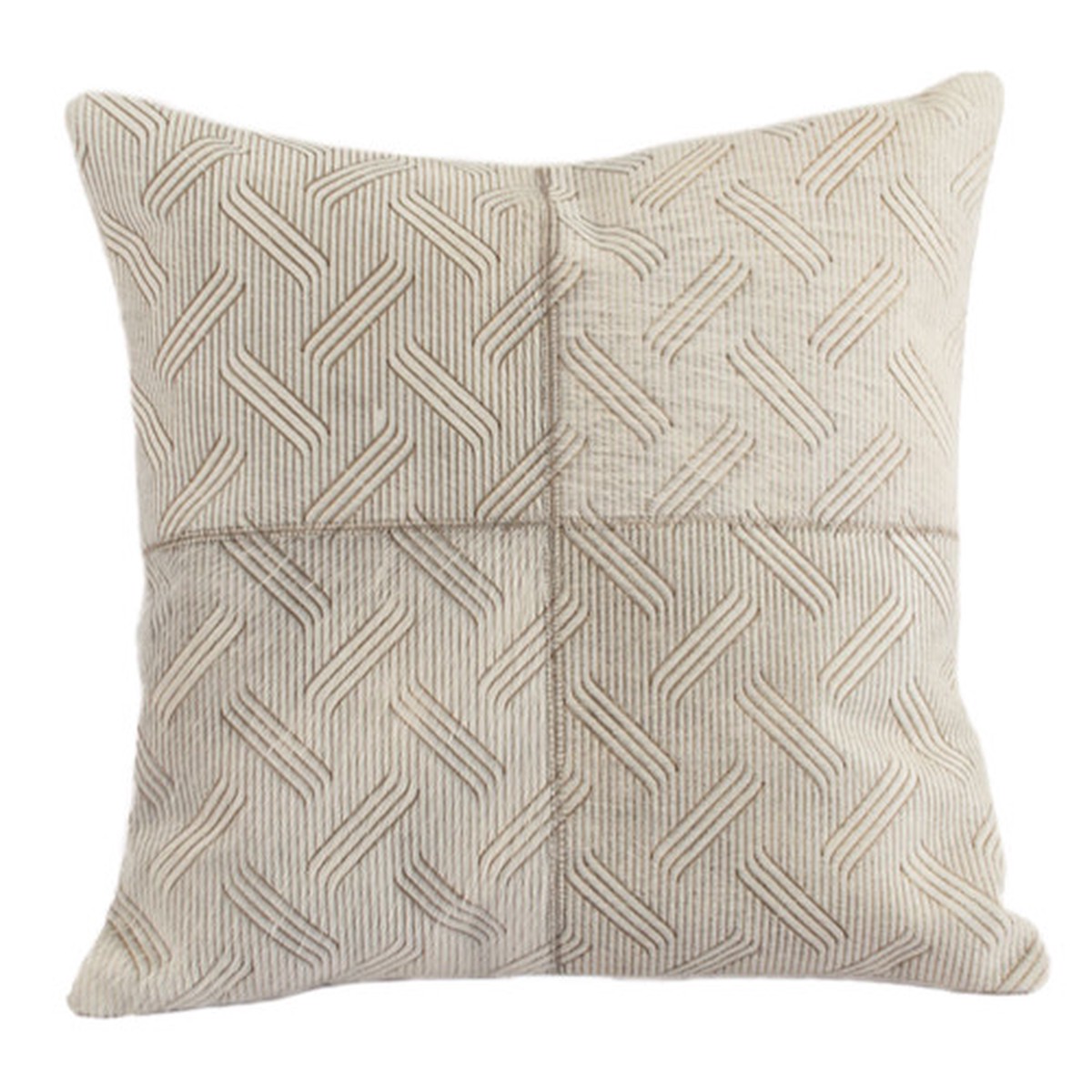 20″ Beige Decorative Cowhide Square Cushion – Feather and Down Filler