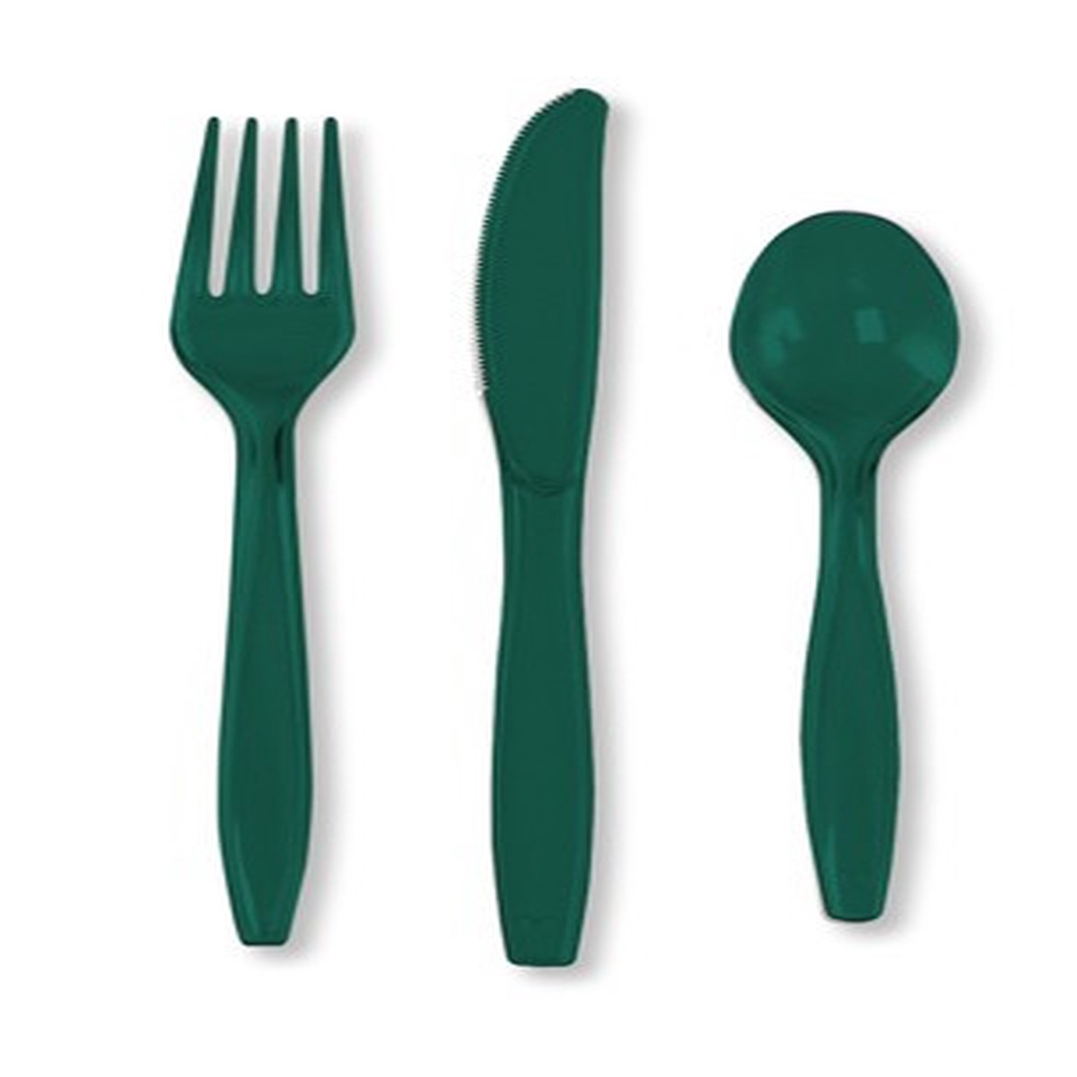 3-Piece Disposable Party Cutlery Sets – 7.5″ – Hunter Green – Club Pack of 288