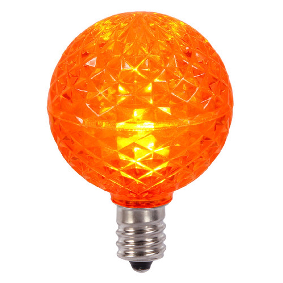 Club Pack of 25 LED G40 Orange Faceted Replacement Christmas Light Bulbs