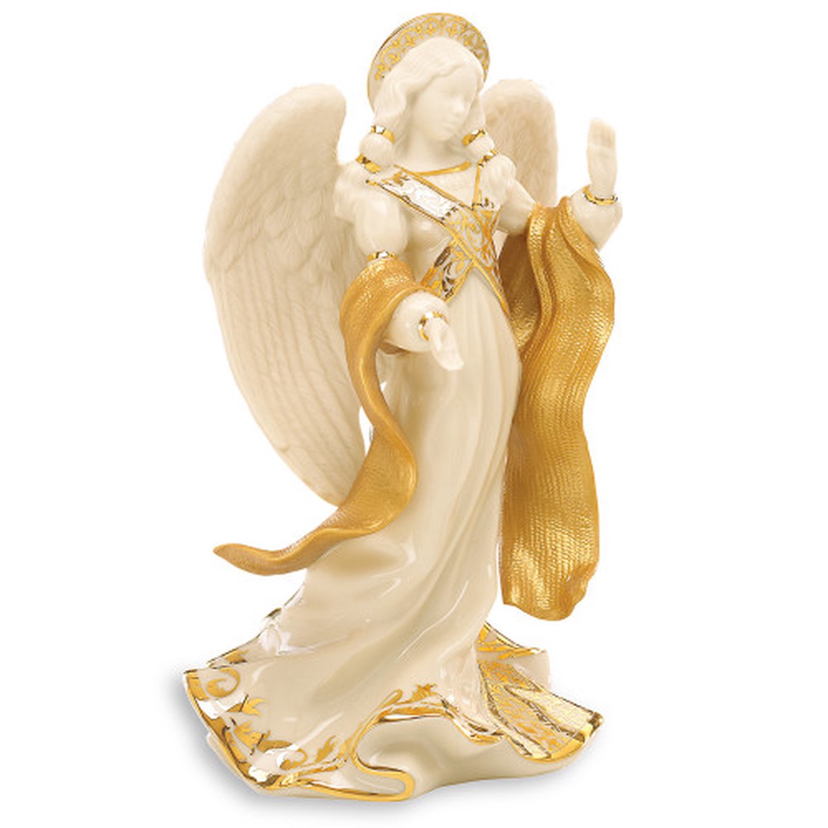 10.25″ First Blessing Hand-Painted Porcelain Nativity Christmas Angel of Peace Figurine