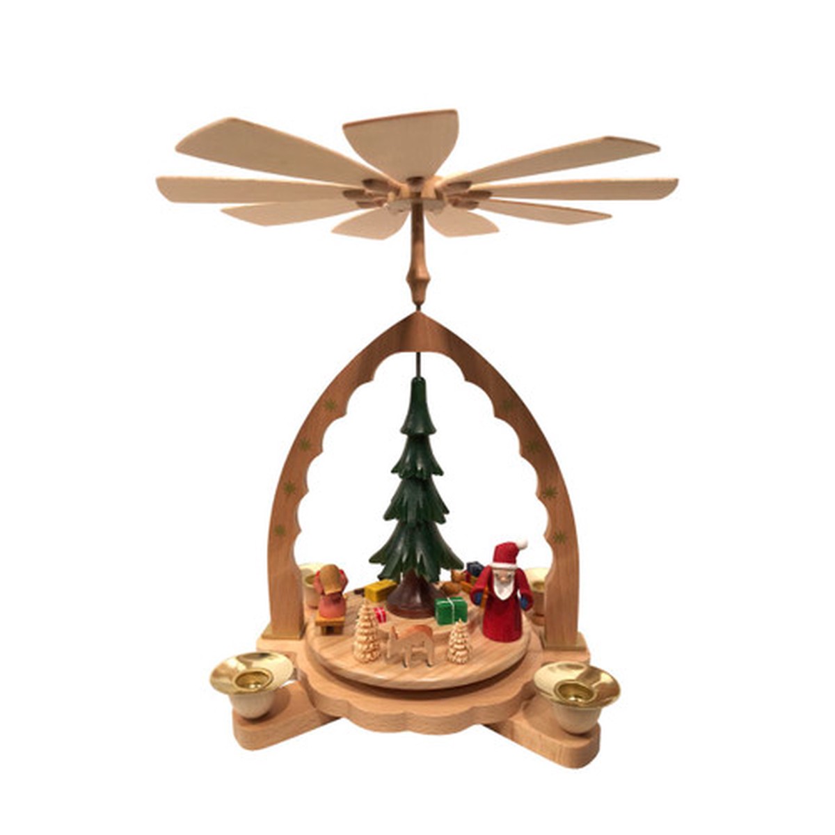 10.5" Richard Glaesser Santa Christmas Pyramid Candle Holder with Children and Toys