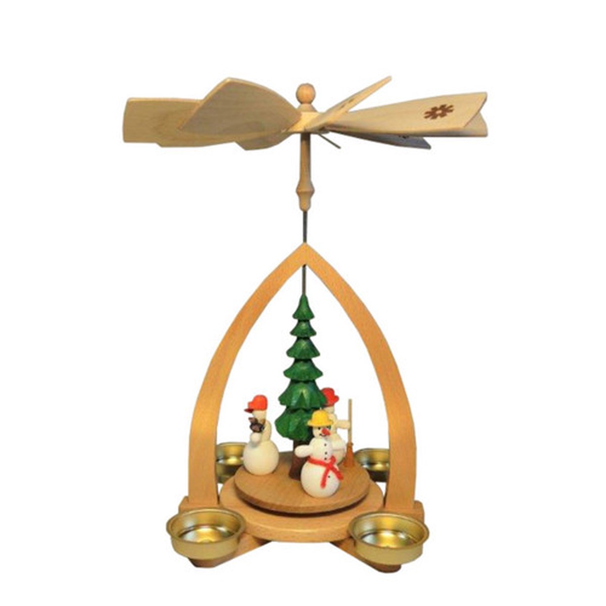 10.5" Snowmen Around the Christmas Tree Richard Glaesser Pyramid Candle Holder