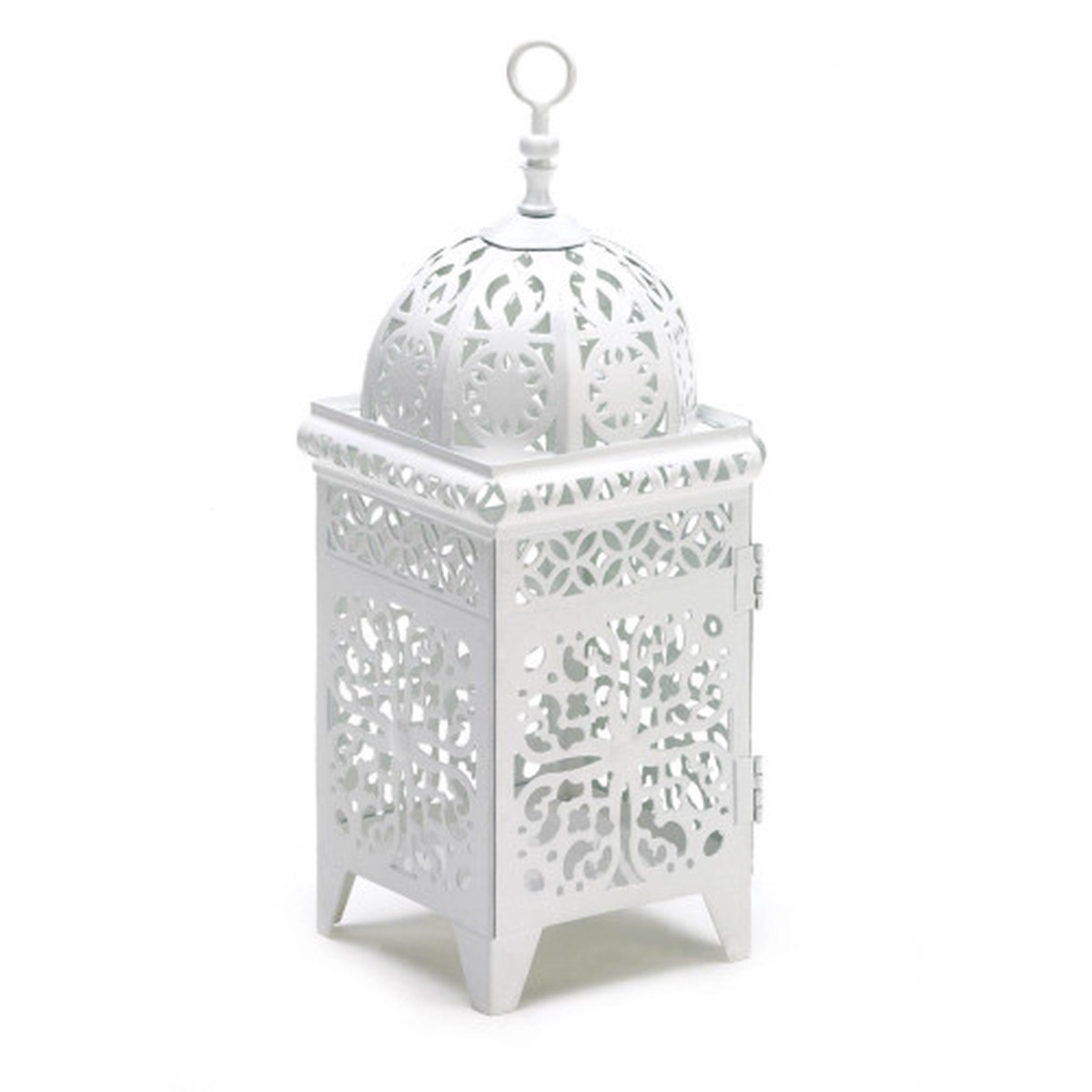 10.75″ White Traditional Scrollwork Candle Lantern with Handle