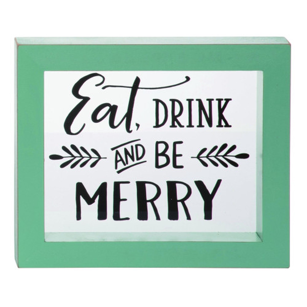 10″ Green and White Rectangular Christmas Wall Sign