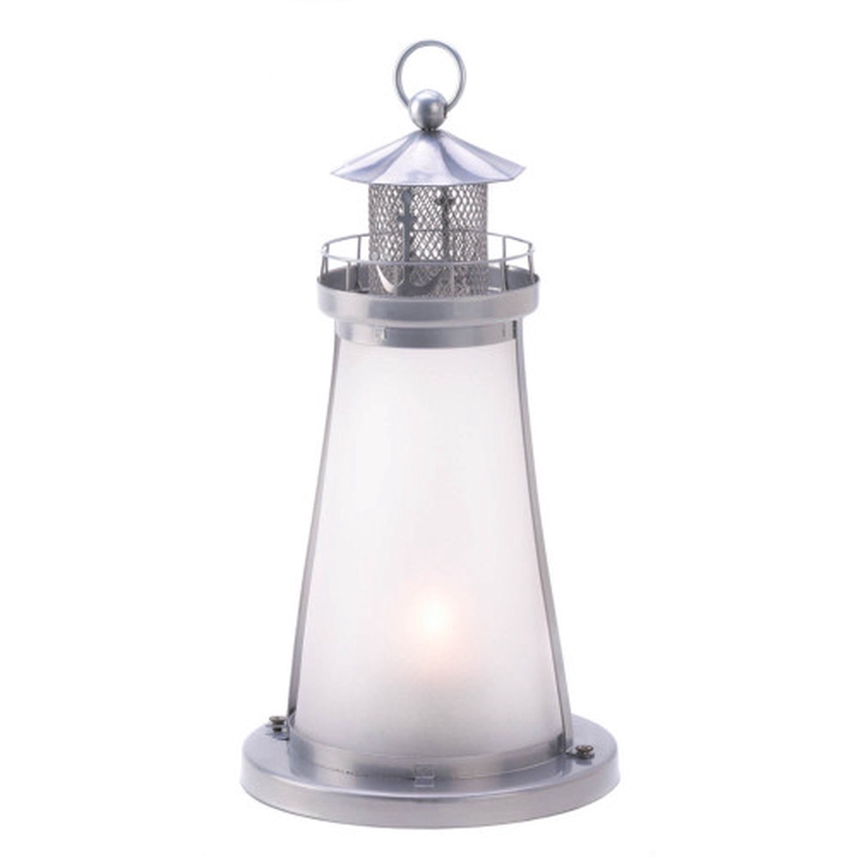 10″ Silver and Clear Lighthouse Candle Lantern