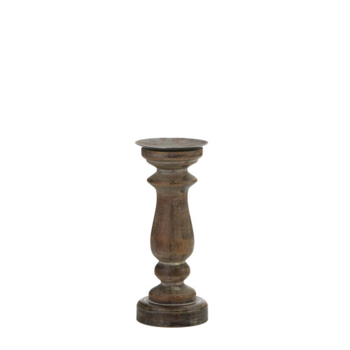 12.25″ Brown Antique Style Wooden Candle Holder