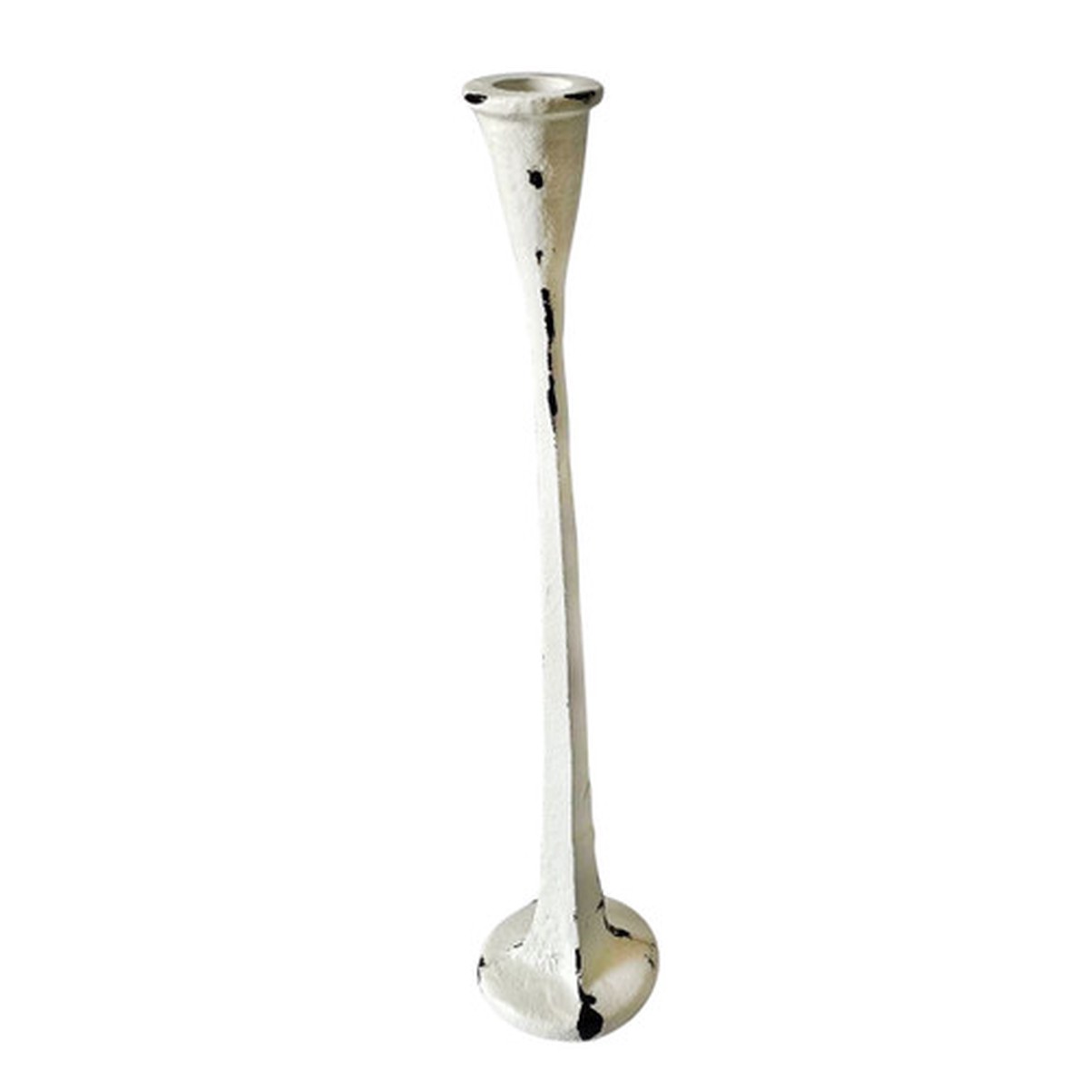 14″ Antique White Contemporary Large Taper Candle Holder