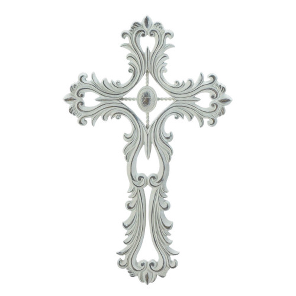 14" White Classic Scalloped Religious Wall Cross