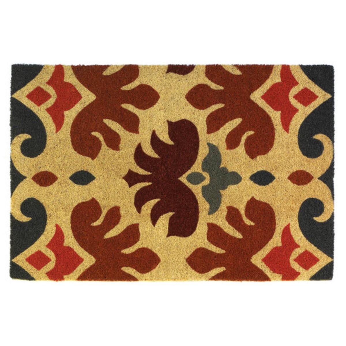 16″ x 23″ Beige and Red Floral Slip Resistant Doormat