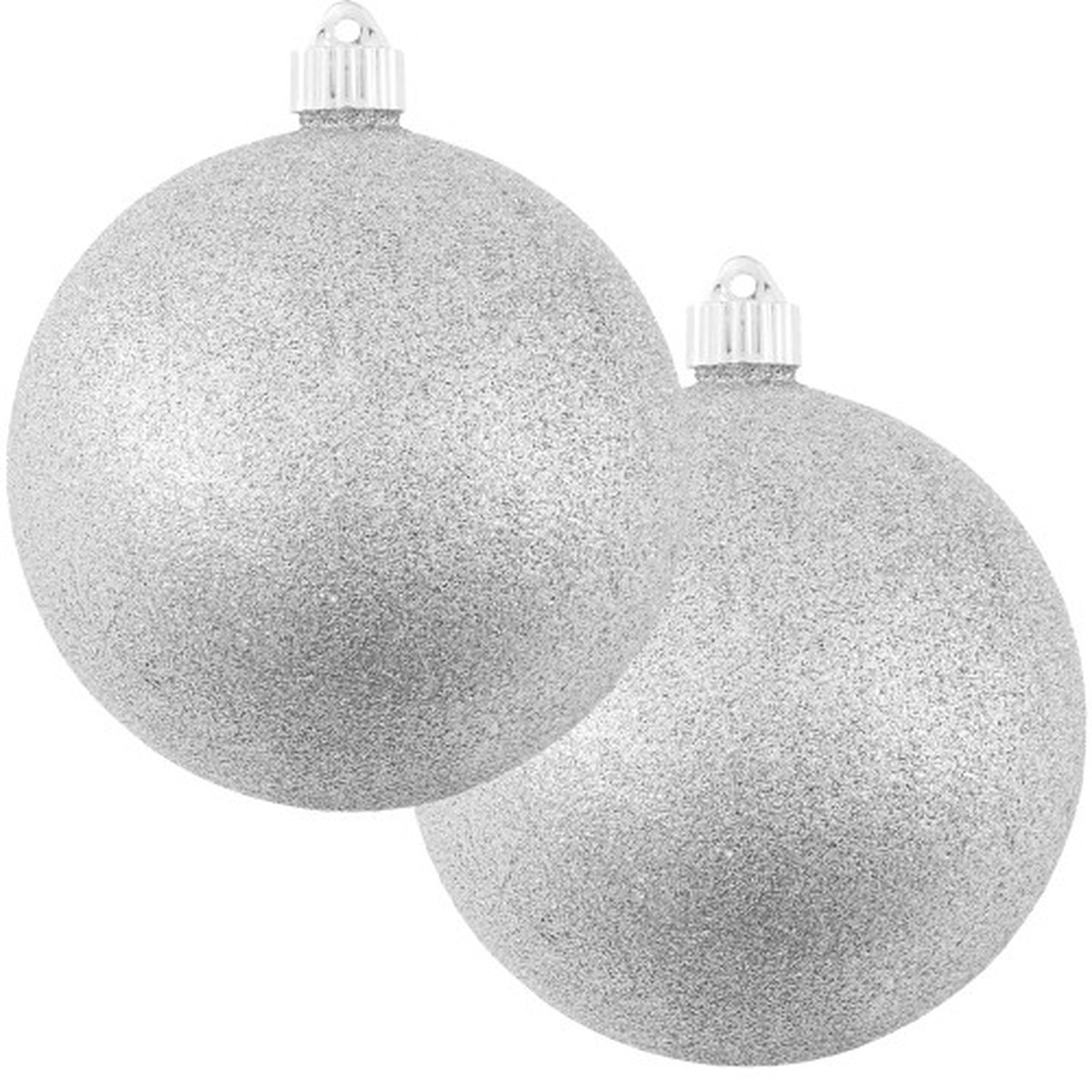 2ct Silver Shatterproof Christmas Ball Ornament 6" (150mm)