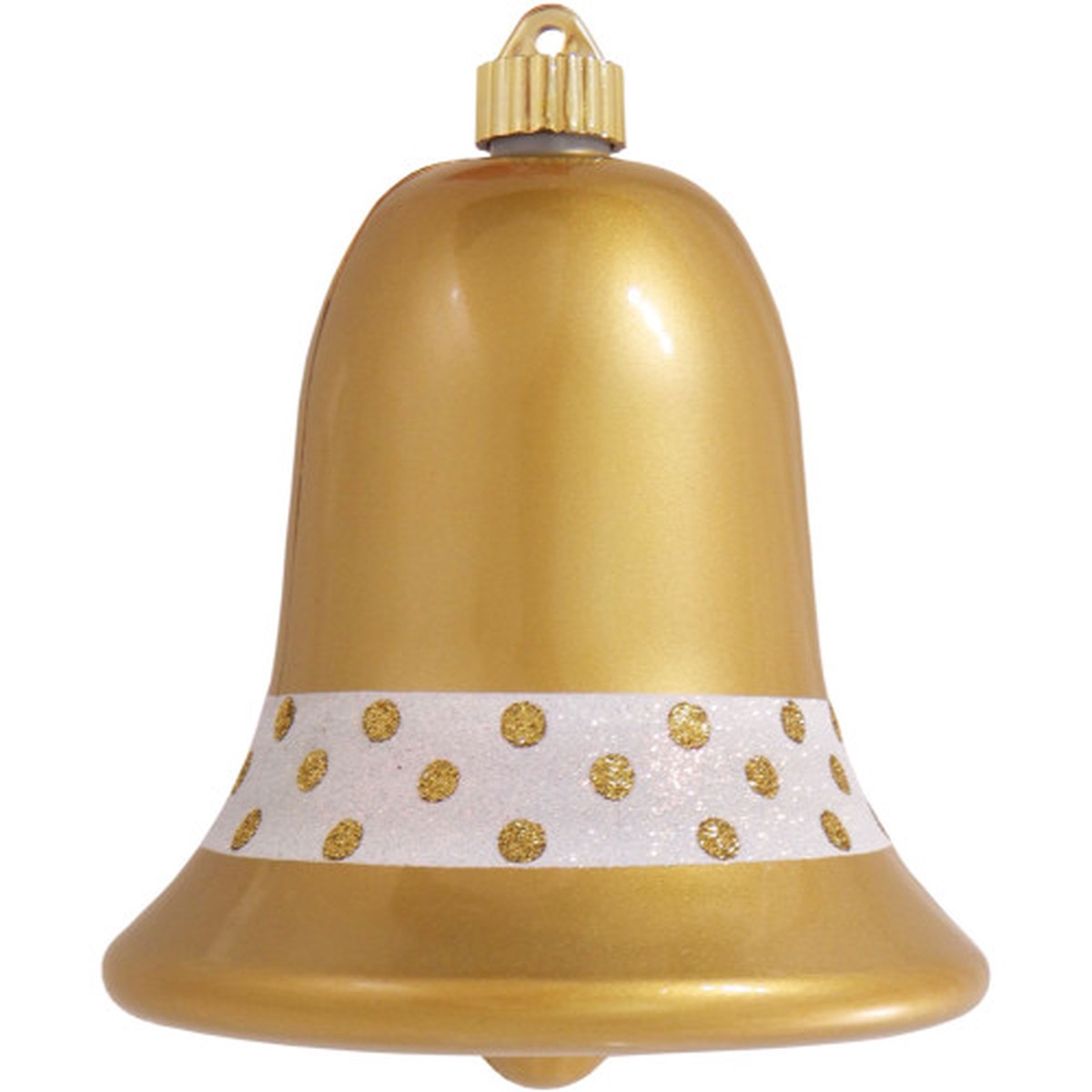 7″ Candy Gold and White Shatterproof Christmas Bell Ornament