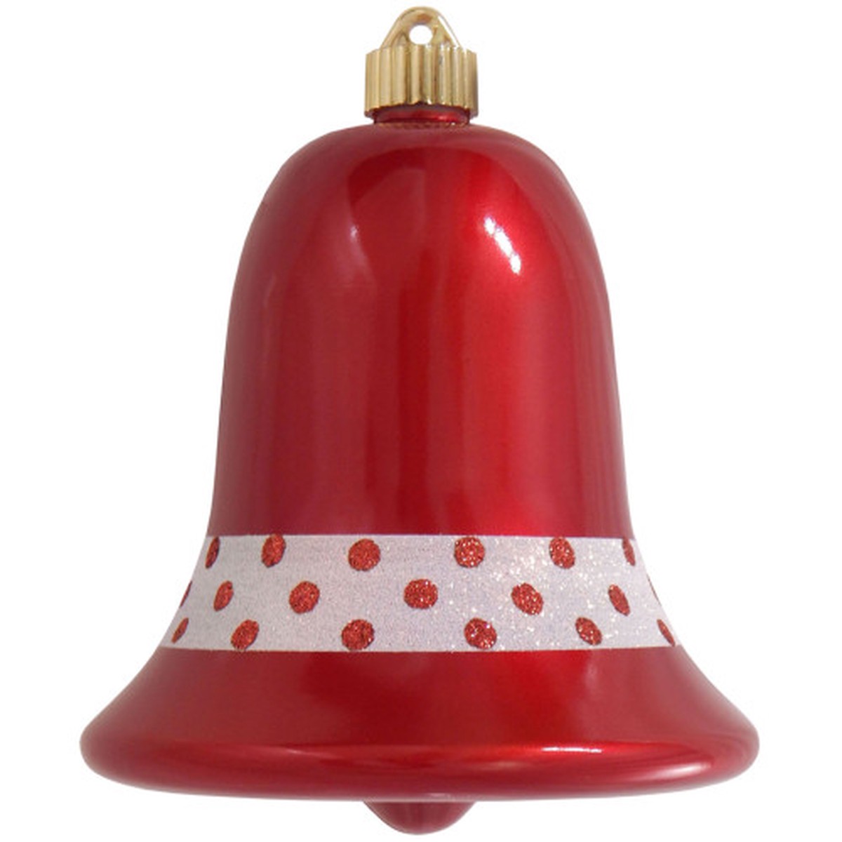 7″ Candy Red and White Shatterproof Christmas Bell Ornament