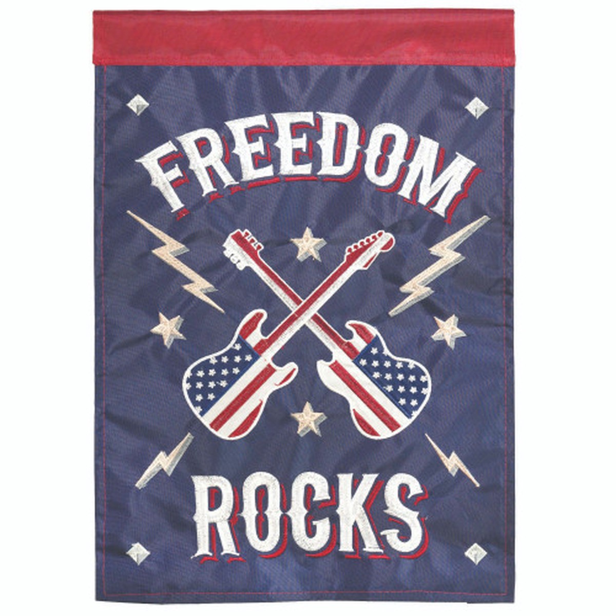 Applique Patriotic "Freedom Rocks" Outdoor Garden Flag - 18" x 13"