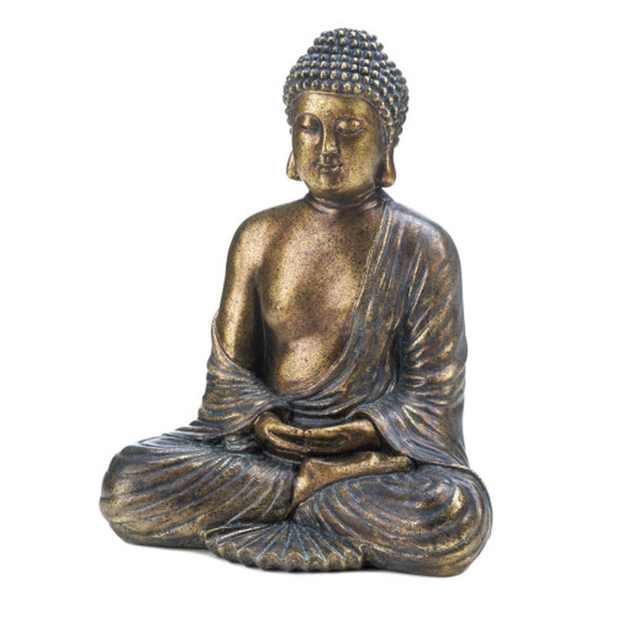 Sitting Buddha Statue - 11.75" - Bronze Tone