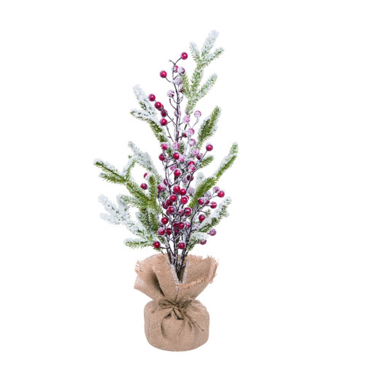 1.75' Potted Frosted Artificial Christmas Tree with Berries, Unlit