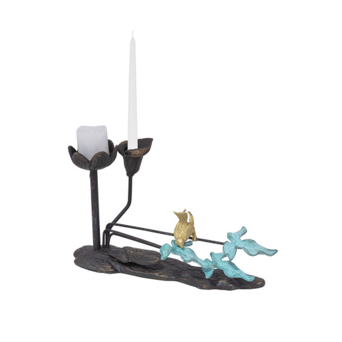 10″ Songbird with Leaves Candle Holder