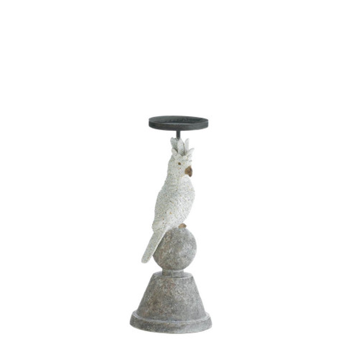 12.75″ Ivory White and Gray Slender Cockatoo Candle Holder