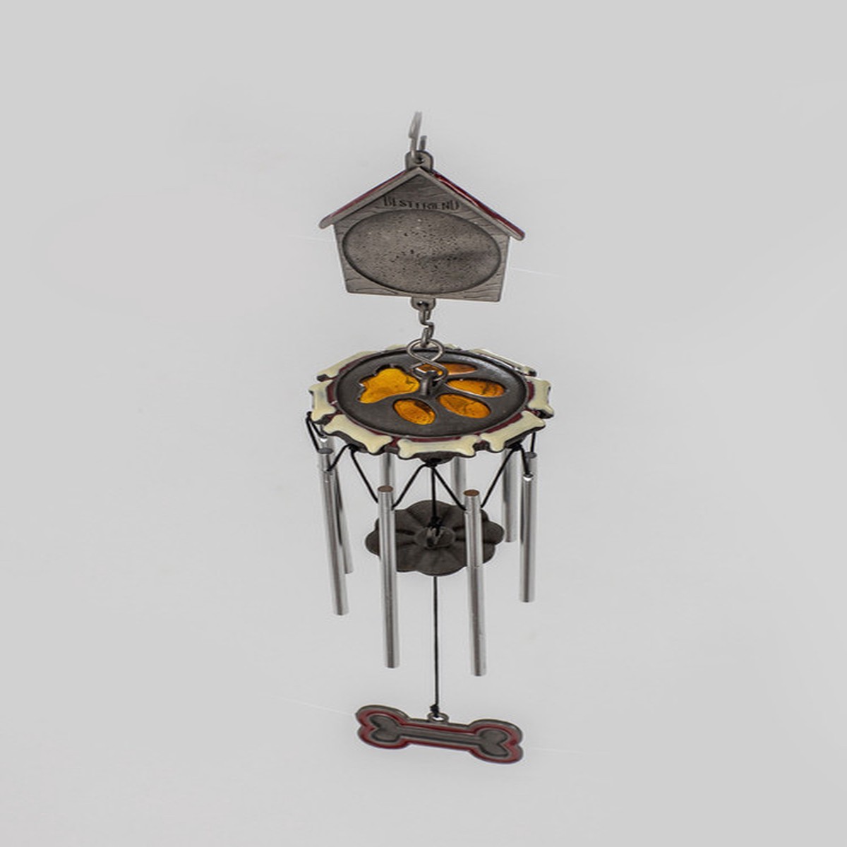 13" Yellow, White and Silver Dog Bereavement Chime