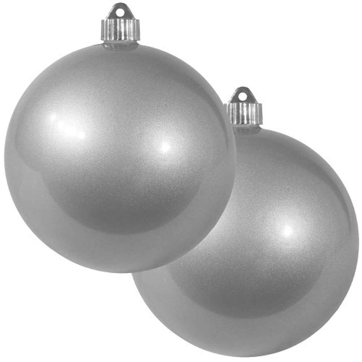 2ct Candy Silver Shatterproof Christmas Ball Ornaments 6″ (150mm)