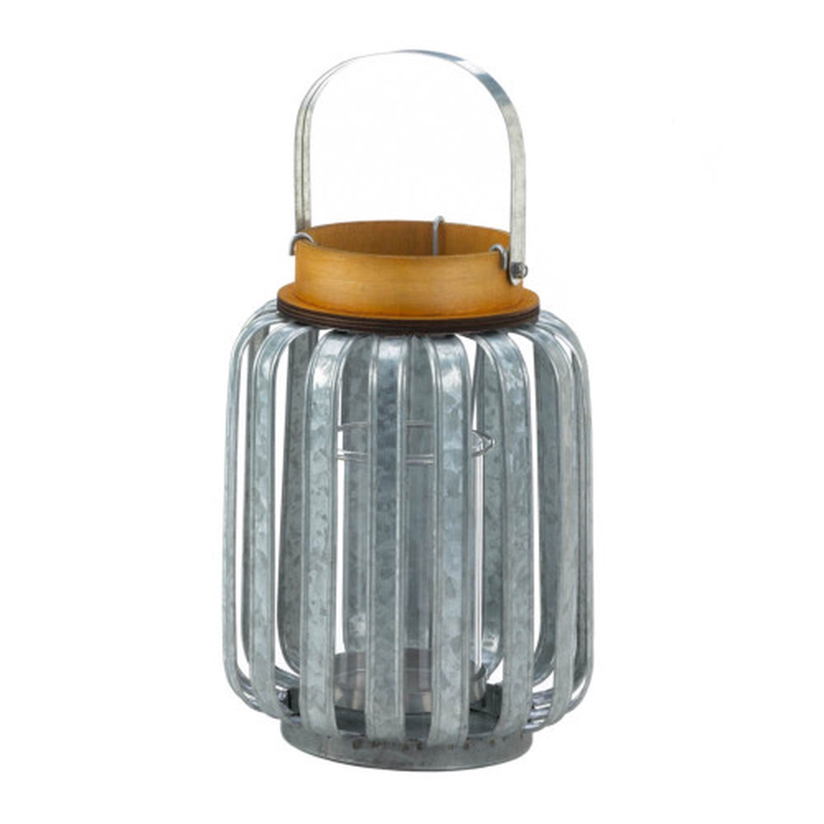 10.5″ Gray and Brown Large Candle Lantern with Handle