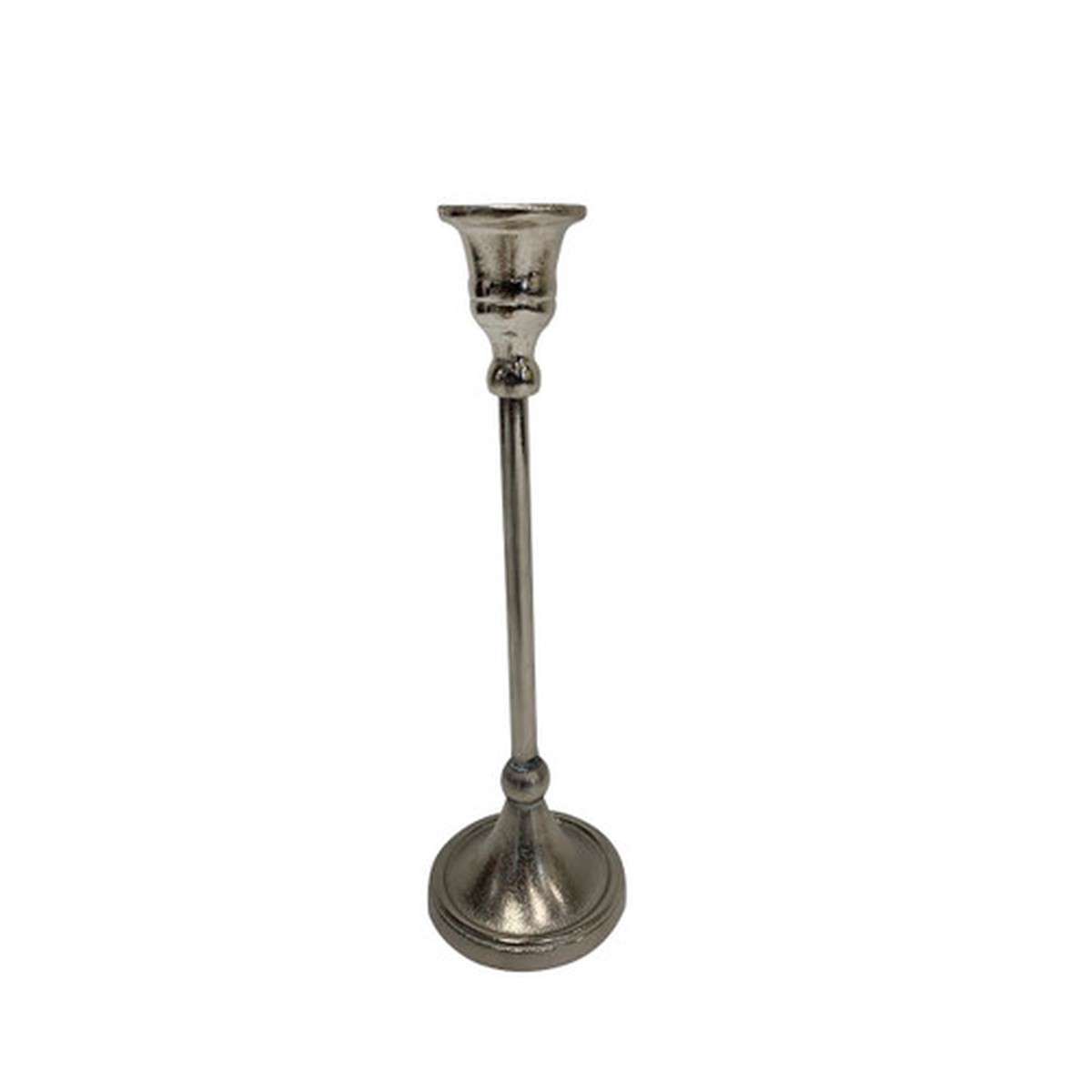 10″ Silver Contemporary Candlestick Holder Tabletop Decor – Medium