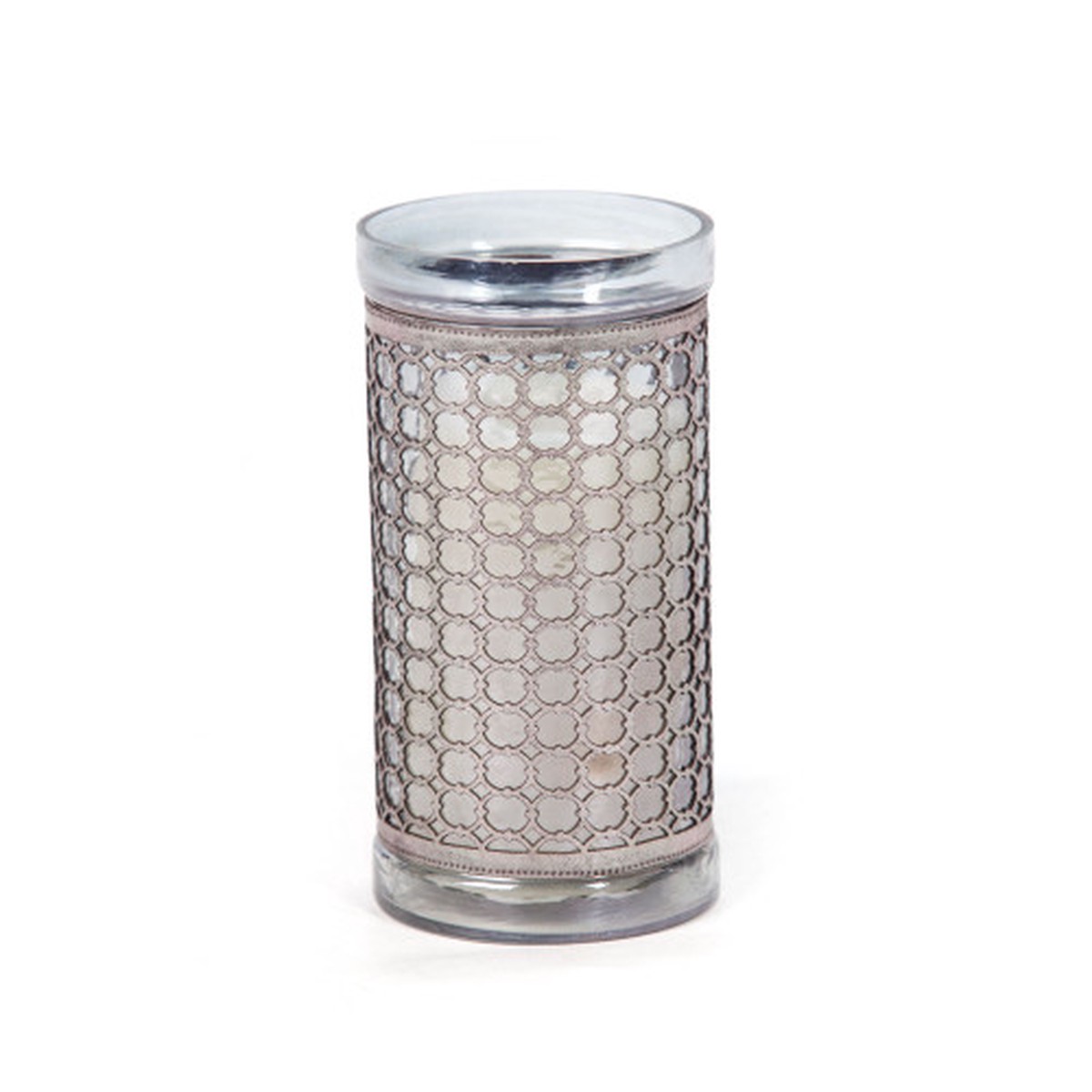 10″ Silver Transparent Decorative Glass Candle Holder