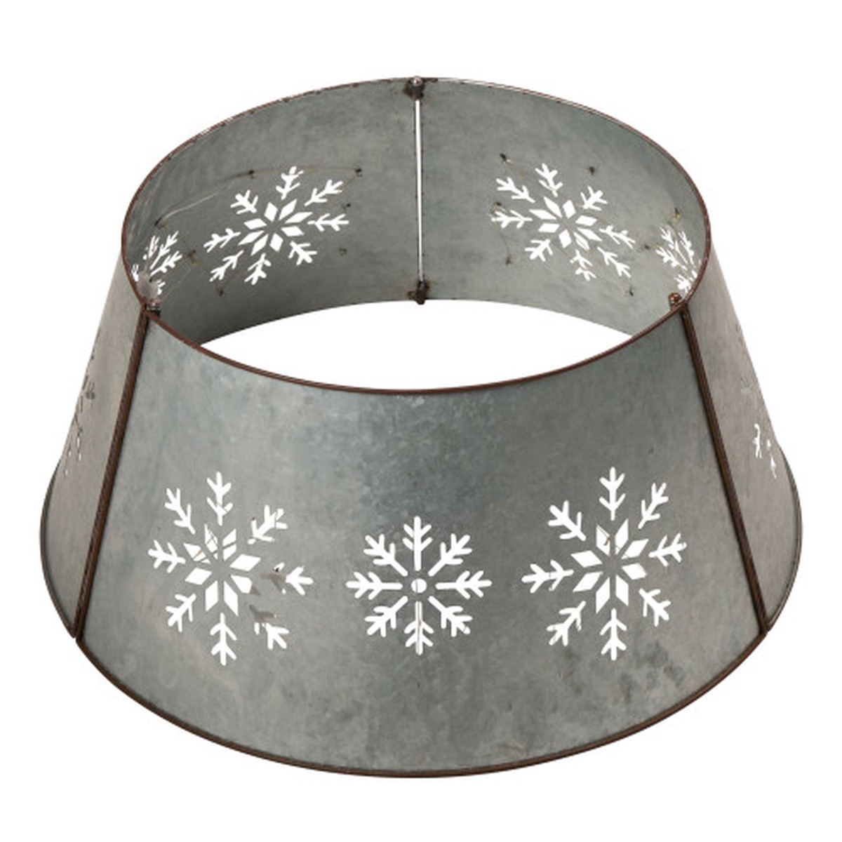 26" Classic Silver Christmas Snowflake Diecut Metal Tree Collar with Light String
